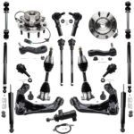 Detroit Axle - 4WD Front End Suspension Kit for Chevy GMC Silverado Sierra 1500 2500 HD [8-Lug] Upper Control Arms Wheel Bearing Hubs CV Axles Ball Joints Sway Bars Tie Rods Front Rear Shock Absorbers