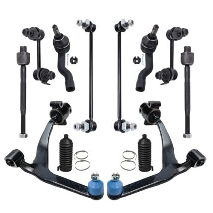 Detroit Axle - Front 12pc Suspension Kit for 03-08 INFINITI FX35 FX45 2003 2004 2005 2006 2007 2008, 2 Lower Control Arms w/Ball Joints 4 Tie Rods 4 Front and Rear Sway Bars 2 Boots Replacement