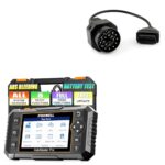 FOXWELL NT624 Elite OBD2 Scanner 8 Resets Full System Diagnostic Scanner Auto Code Reader+Obd2 Female to 20pin Extension Convert Adapter OBD1 to OBD II Cable (11 Inch)