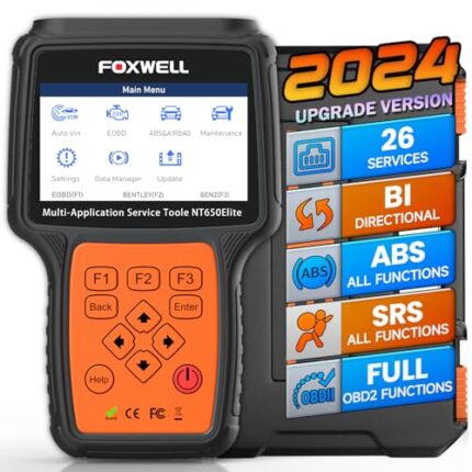 FOXWELL NT650 Elite OBD2 Scanner Full Bidirectional Scan Tool, Car Engine ABS SRS Diagnostic Code Reader with 26 Service Reset Oil/EPB/SAS/TPMS/TPS/ABS Bleeding/Gear/Transmission/Battery Registration