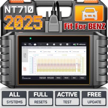 FOXWELL NT710 OBD2 Scanner fit for Mercedes-Benz, Full System Diagnostic Scan Tool, Bidirectional Control, All Resets Air Suspension, ABS Bleeding, Oil, EPB, SAS, Auto VIN, Free Update, Code Reader