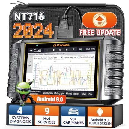 FOXWELL NT716 OBD2 Scanner Tablet, Bidirectional Control Multi System Diagnostic Scan Tool, 9+ Resets Code Reader Engine SRS Transmission Oil EPB TPMS SAS BMS DPF Throttle ABS Bleeding Injector Coding