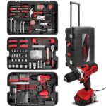 KingTool Home Tool Set Kit - 286 PCS Home Auto Repair Tool Kit with Rolling Tool Box, Mechanic Tool Sets with 21V Max Cordless Power drill, Perfect for Homeowner, Diyer, Handyman