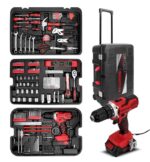 KingTool Home Tool Set Kit - 286 PCS Home Auto Repair Tool Kit with Rolling Tool Box, Mechanic Tool Sets with 21V Max Cordless Power drill, Perfect for Homeowner, Diyer, Handyman