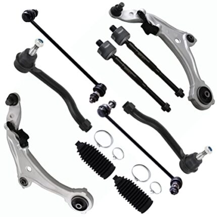 SCITOO 10pcs Front Suspension Kit Lower Control Arm And Ball Joints Sway Bar Links Outer Inner Tie Rod Ends w/Steering Boots Fit For 2009-2014 For Nissan Murano