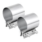 EVIL ENERGY 3.0 Inch Exhaust Clamp,Butt Joint Band Clamp Sleeve Coupler Stainless Steel for Pipes,Mufflers,Catalytic Converters 2PCs