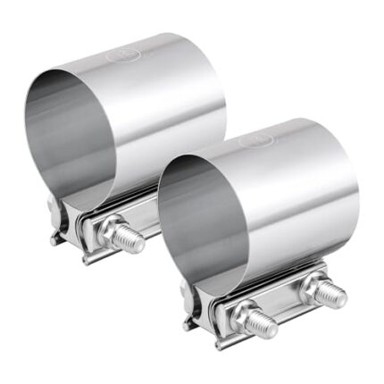 EVIL ENERGY 3.0 Inch Exhaust Clamp,Butt Joint Band Clamp Sleeve Coupler Stainless Steel for Pipes,Mufflers,Catalytic Converters 2PCs