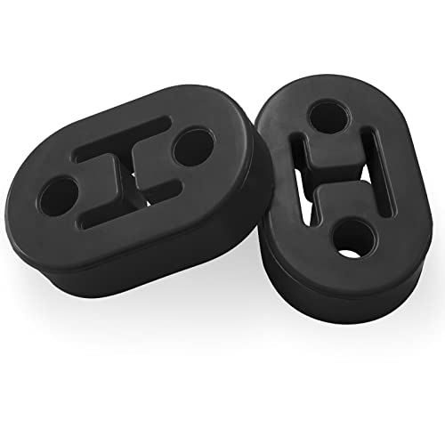 2Pcs Exhaust Hanger Rubber 2 Holes Adjustable Insulator Bushing Rubber 2Pcs Exhaust Hanger Rubber 2 Holes Adjustable Insulator Bushing Rubber Insulator High Density & Anti-Corrosion Rubber Universal for Car/Truck/Jeep/SUV (Black)