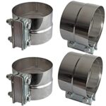 Exhaust Clamps Band Clamp 5" Lap Joint - Stainless Steel Lap Joint Exhaust Band Clamp With 1 Block 4Pcs For 5" Od To 5" Id Exhaust Pipe, Muffler, Elbow And Exhaust Tubing Connection(4 Pack)