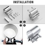 304 SS Exhaust Clamp 3" Butt Joint Muffler Pipe Connector Sleeve Coupler - Image 4