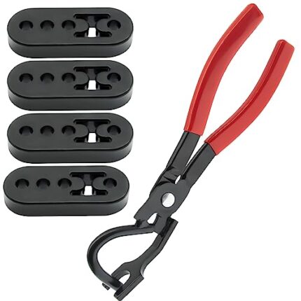 Universal Muffler Hanger Removal Pliers And 4 Hole Hanger Rubber Kit, Hanger Rubber Insulator Removal Tool (5pcs)