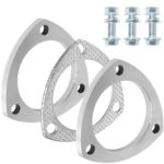 PALOZO Stainless Steel Exhaust Flange Connection Kit, 3 Bolt 3 inch/76mm Exhaust Flange & Exhaust Gasket Connection Set with Bolts and Nuts for 76mm OD Pipes(2 Pcs Flange)