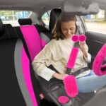 ROCEEI 43-Pc Fuzzy Car Seat Cover Set – Fluffy Pink Accessories - Image 7