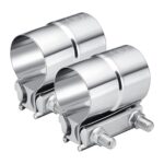 EVIL ENERGY 2.5'' Exhaust Clamp,2 1/2in Lap Joint Band Clamp Stainless Steel for Pipes,Mufflers,Catalytic Converters (2PCS, 2.5 inch)