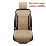 Black Panther Luxury Car Seat Covers Universal Fit Diamond Beige Leather Protector - Image 2