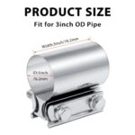 304 SS Exhaust Clamp 3" Butt Joint Muffler Pipe Connector Sleeve Coupler - Image 2
