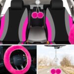 ROCEEI 43-Pc Fuzzy Car Seat Cover Set – Fluffy Pink Accessories - Image 5