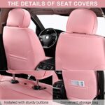 TIEHESYT Pink Leather Car Seat Covers Full Set Waterproof Universal Fit - Image 3
