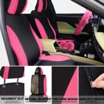 Fluffy Pink Black Car Seat Covers Full Set Universal Fit Women Comfort Accessories - Image 4
