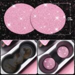 Pink Bling Diamond Car Accessories Set: Stylish Leather Seat Covers & Rhinestone Decor - Image 7
