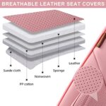 TIEHESYT Pink Leather Car Seat Covers Full Set Waterproof Universal Fit - Image 8