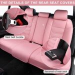 TIEHESYT Pink Leather Car Seat Covers Full Set Waterproof Universal Fit - Image 7