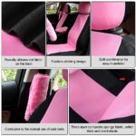 Riakrum 20-Pc Pink Car Seat Cover Set with Fluffy Steering Wheel Cover - Image 5