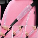 Pink Bling Diamond Car Accessories Set: Stylish Leather Seat Covers & Rhinestone Decor - Image 6