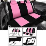 Riakrum 20-Pc Pink Car Seat Cover Set with Fluffy Steering Wheel Cover - Image 7