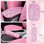 Pink Bling Diamond Car Accessories Set: Stylish Leather Seat Covers & Rhinestone Decor - Image 8