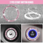 Pink Bling Diamond Car Accessories Set: Stylish Leather Seat Covers & Rhinestone Decor - Image 9