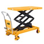 APOLLOLIFT Hydraulic Lift Table Cart, 1760lbs Capacity 59" Lifting Height, Double Scissor Lift Table with 4 Wheels and Safety Back Guard for Material Handling and Transportation