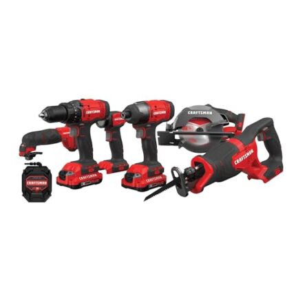 CRAFTSMAN V20 Cordless 6-Tool Power Tool Combo Kit with 2 Batteries and Charger (CMCK600D2)