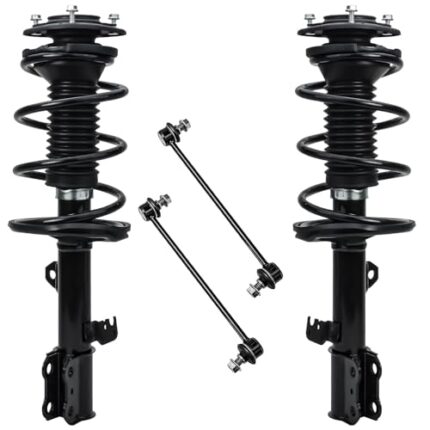 Detroit Axle - Front Struts Sway Bars for 2003-2008 Toyota Corolla Complete 2 Struts w/Coil Springs 2 Sway Bars 2004 2005 2006 2007 Replacement Ready Struts Suspension Kit