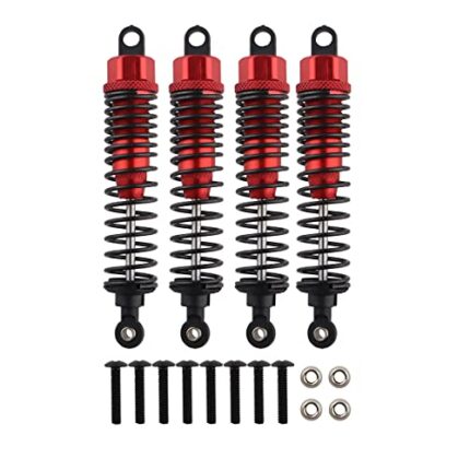 GDOOL 4PCS Front Rear Shock Absorber,98mm Adjustable Assembled RC Damper Suspension Aluminum for RC Cars 1/10 HSP 94166 94106 94107 94155 94170 Buggy Truck Crawler Upgraded Hop-up Parts(Red)
