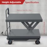 Heavy-Duty Hydraulic Lift Table Cart, 500lb Capacity, 28.5" Height, Wheels - Image 2
