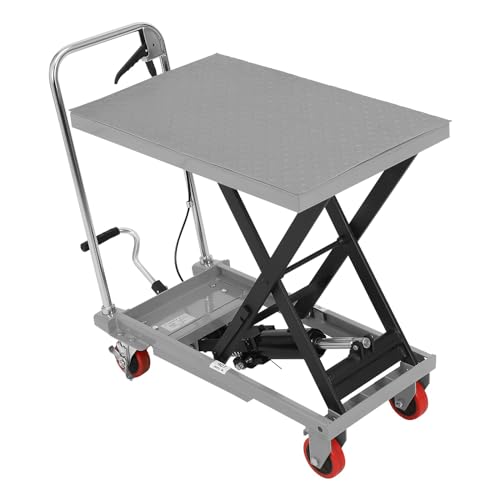 Hydraulic Lift Table Cart, 500lbs Capacity 28.5" Lifting Height with Hydraulic Lift Table Cart, 500lbs Capacity 28.5" Lifting Height with 4 Wheels and Non-Slip Pad, for Material Handling and Transportation