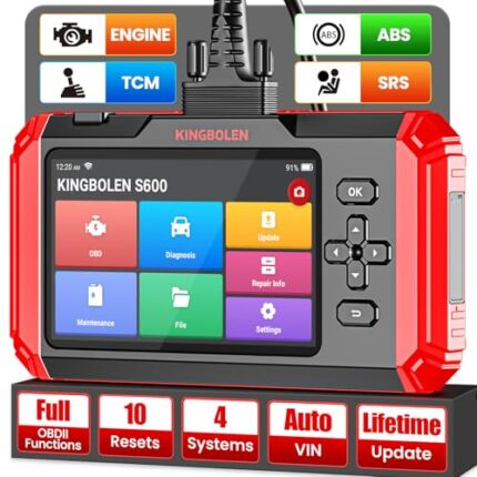 KINGBOLEN S600 OBD2 Diagnostic Scanner,4 Systems Code Reader for Engine,AT,SRS,ABS,10 Services Automotive Scan Tool with OIL Reset,TPMS,D-P-F,BRAKE,SAS,AFS,ABS-Bleed,Inject etc,AutoVIN,Lifetime Update