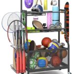Mr IRONSTONE Garage Sports Equipment Organizer with Wheels, Upgraded Thicker & Higher Garage Ball Storage Rack with Hooks and Baskets, Rolling Garage Organizers and Storage Cart for Sports Gear Toys