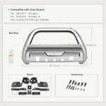 Jeep Wrangler 3.5" Bull Bar Front Bumper Guard Skid Plate LED Mount 2010-17 JK - Image 2