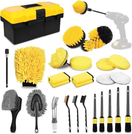 ZSASD Car Cleaning Kit for Acura MDX 2022 2023 2024,Interior Exterior Wheels Dashboard Automobile Wash Tools Detailing Brush Sponge Towel Cleaning Gel Toolkit,27pcs