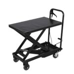1100lbs Hydraulic Lift Table Cart, 34" Lifting Height, Manual Single Scissor Lift Table with 4 Wheels and Non-Slip Pad, Hydraulic Scissor Cart for Material Handling, Black