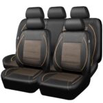 Premium PU Leather Car Seat Covers Full Set | Universal Fit | Airbag Safe | Black Gold - Image 8