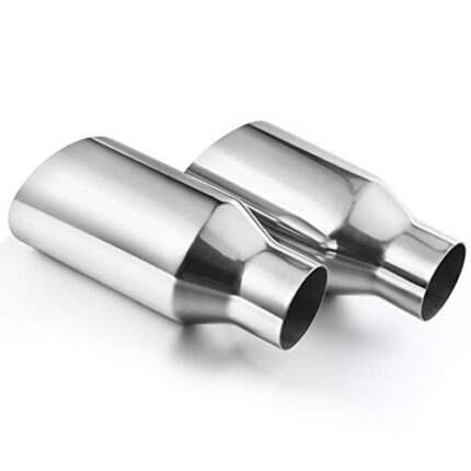 AUTOSAVER88 2.5 Inch Inlet Exhaust Tip, 2.5" Inlet 4" Outlet 9" Overall Length Stainless Steel Tailpipe Chrome Polished Exhaust Tips