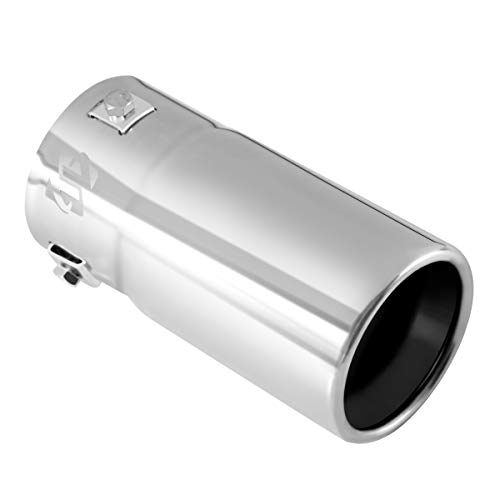 TriTrust Exhaust Tip, 1.75-2.5 inch Inlet Adjustable, Fit 1.75''/2''/2.25''/2.5'' Outer TriTrust Exhaust Tip, 1.75-2.5 inch Inlet Adjustable, Fit 1.75''/2''/2.25''/2.5'' Outer Diameter Tailpipe, 3'' Outlet 6'' Long Muffler Tip, Chrome Stainless Steel Truck Car Tail Tip