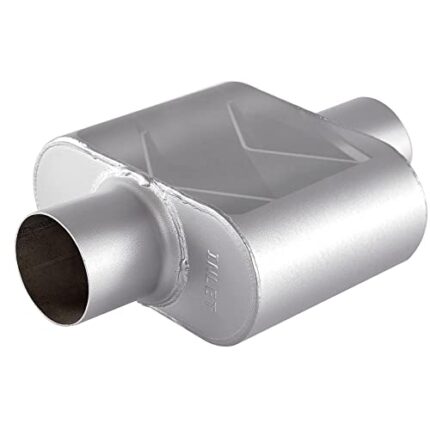 Universal Exhaust Muffler with Aggressive Sound, Anti-corrosive Muffler, Chamber Performance Mufflers for Cars, Trucks(2.25" center in | 2.25" center out | overall 13")