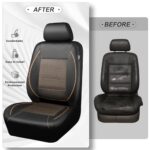 Premium PU Leather Car Seat Covers Full Set | Universal Fit | Airbag Safe | Black Gold - Image 6
