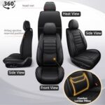 Lexus IS250 Seat Covers 2006-2015 Full Set Leather Waterproof Black - Image 7