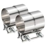 TIROL 2.25 Exhaust Clamp, 2 1/4 Exhaust Clamp 2.25 inch Lap Joint Band Stainless Steel Muffler Clamp for Joining 2.25" OD to 2.25" ID Exhaust Pipe, Muffler Pipe 2Pcs