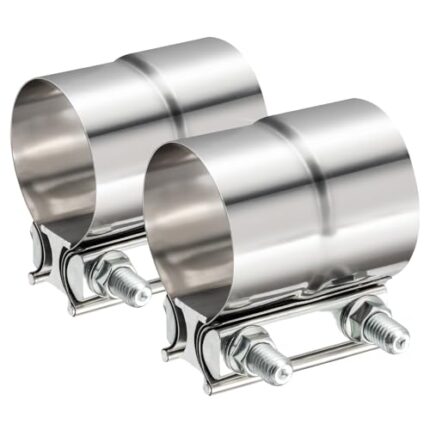 TIROL 2.25 Exhaust Clamp, 2 1/4 Exhaust Clamp 2.25 inch Lap Joint Band Stainless Steel Muffler Clamp for Joining 2.25" OD to 2.25" ID Exhaust Pipe, Muffler Pipe 2Pcs